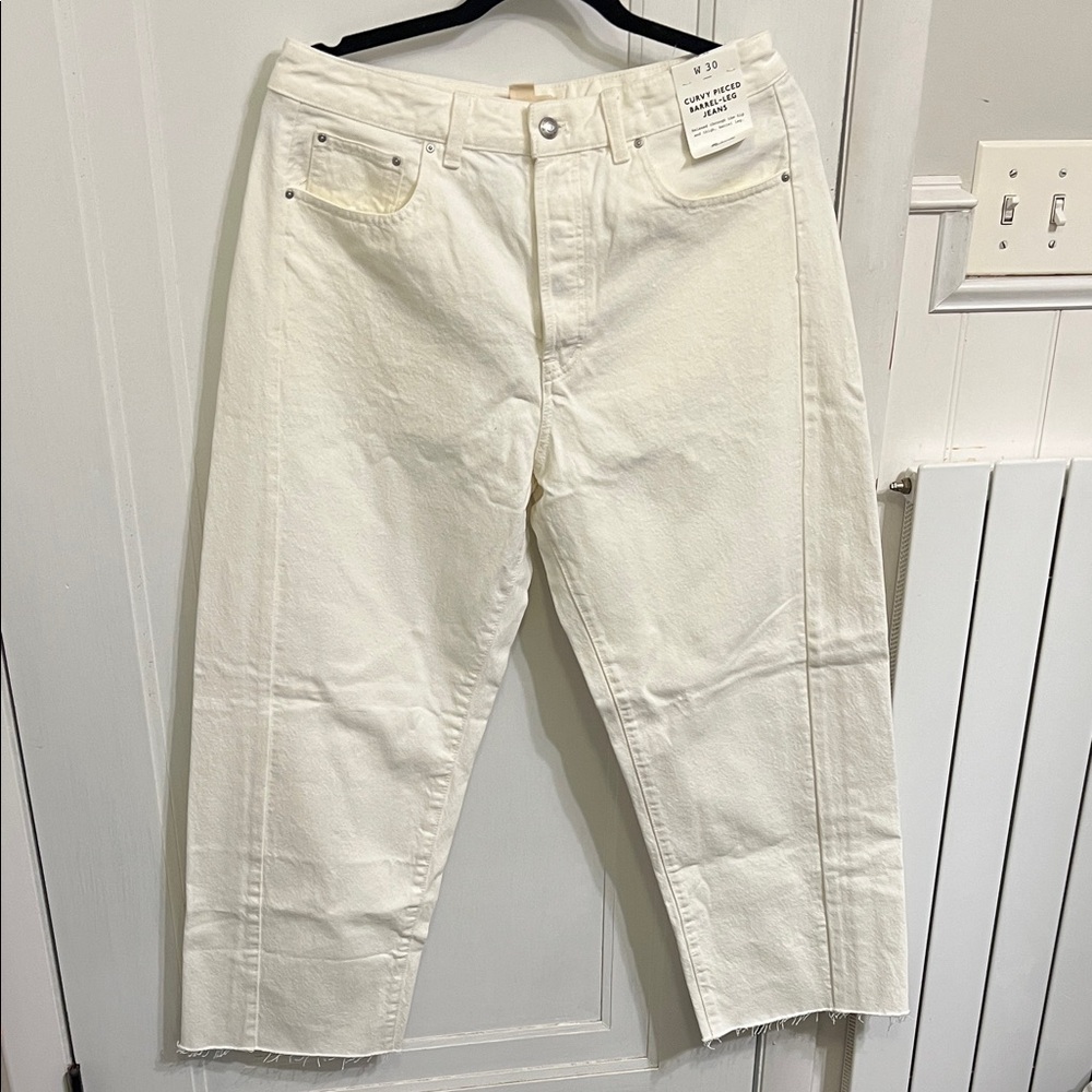 Madewell NWT Curvy Pieced Barrel Leg Jeans Off-White Barrel-Leg Jeans 30